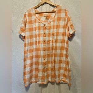 Women Within Large Orange Gingham Top
